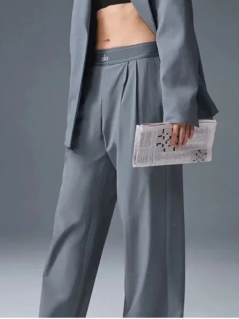 Alo Yoga Suit Up Trouser (Regular) Steel Grey Nwt,Women's Casual Office